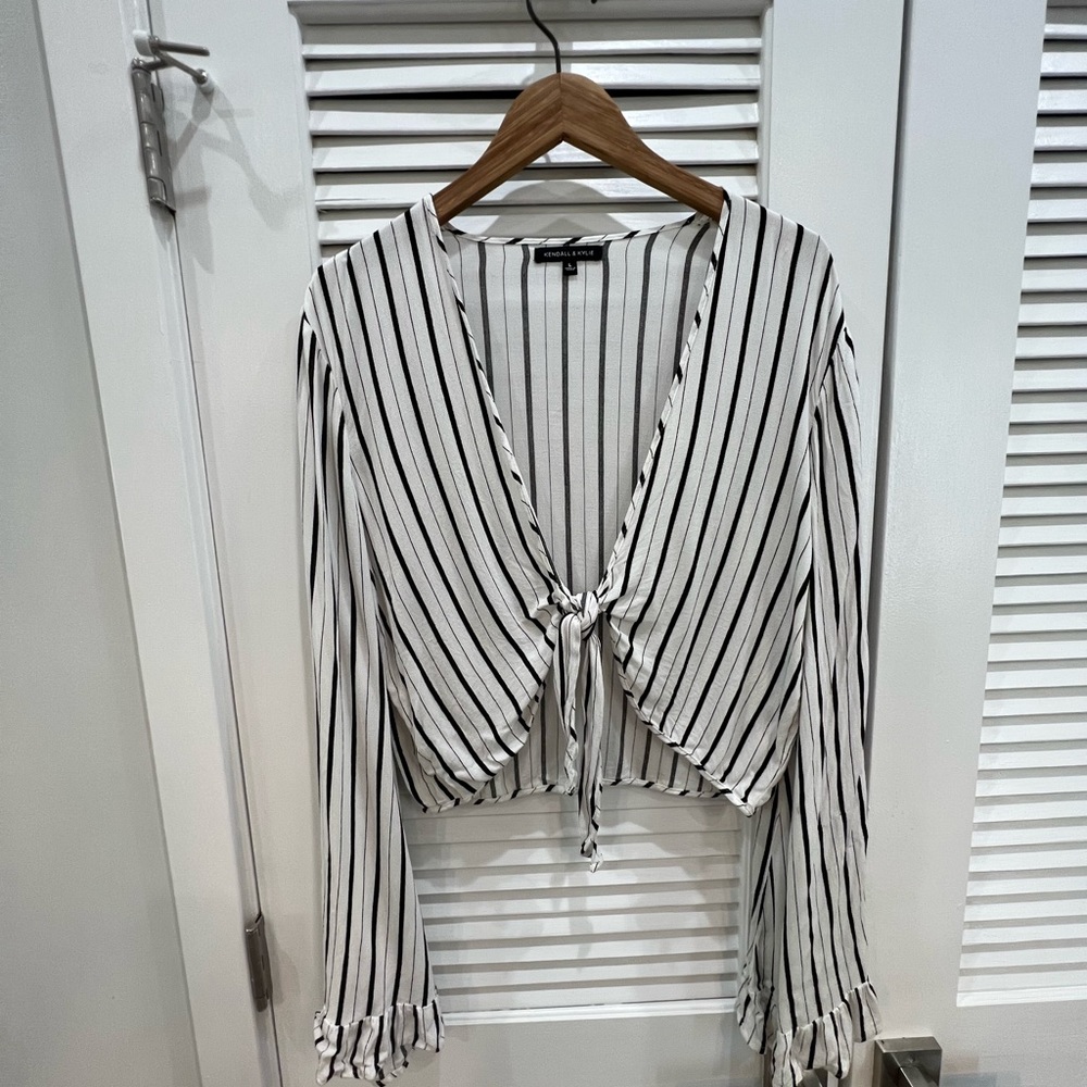 Striped Open Tie Crop Top